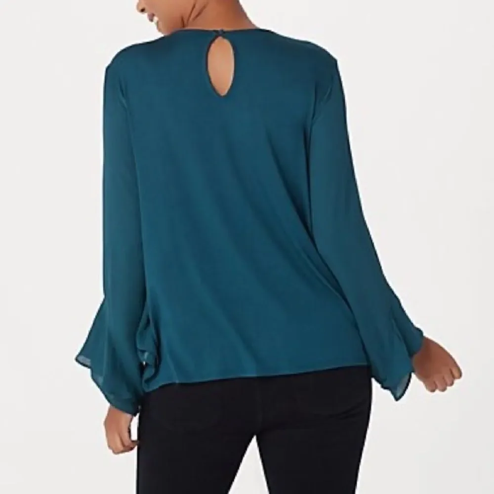 Lisa Rinna Collection Flounce Long Sleeve Blouse